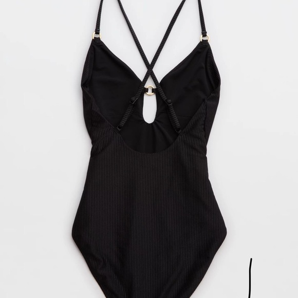 Aerie Black One-Piece Swimsuit with Plunging V-Neck - Picture 4 of 7
